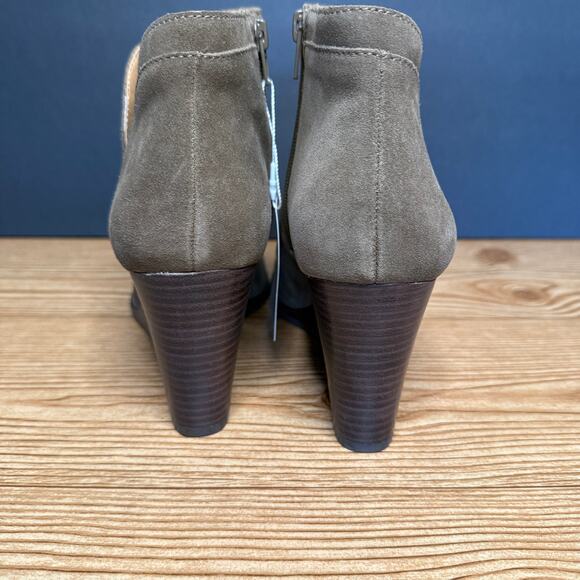 Lucky Brand Waterproof Leather Suede Wedge Yimina Ankle Boot Booties Sz 10 Green - Picture 3 of 16